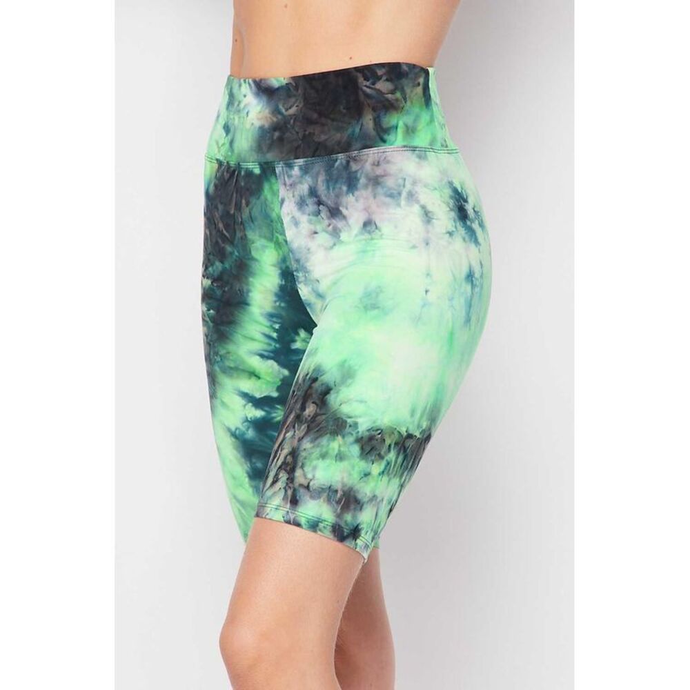 World of Leggings Buttery Smooth Tie Dye High Waisted Biker Shorts - 3 Inch